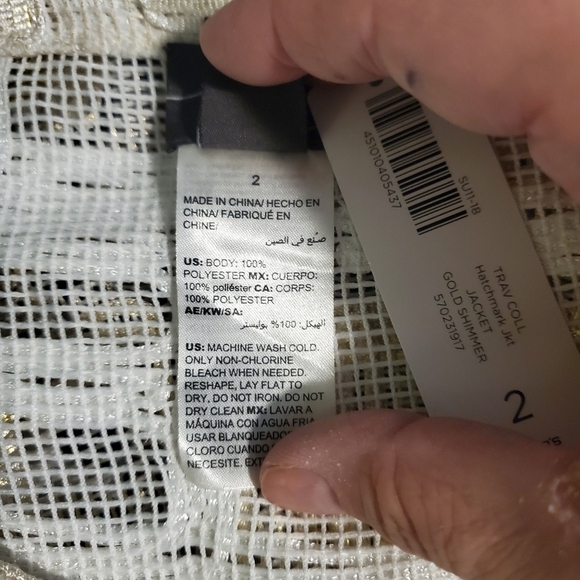 NWT Chico's Traveler's Collection Jacquard Gold Shimmer Jacket Sz 2=12, Ret $149 - Picture 10 of 14